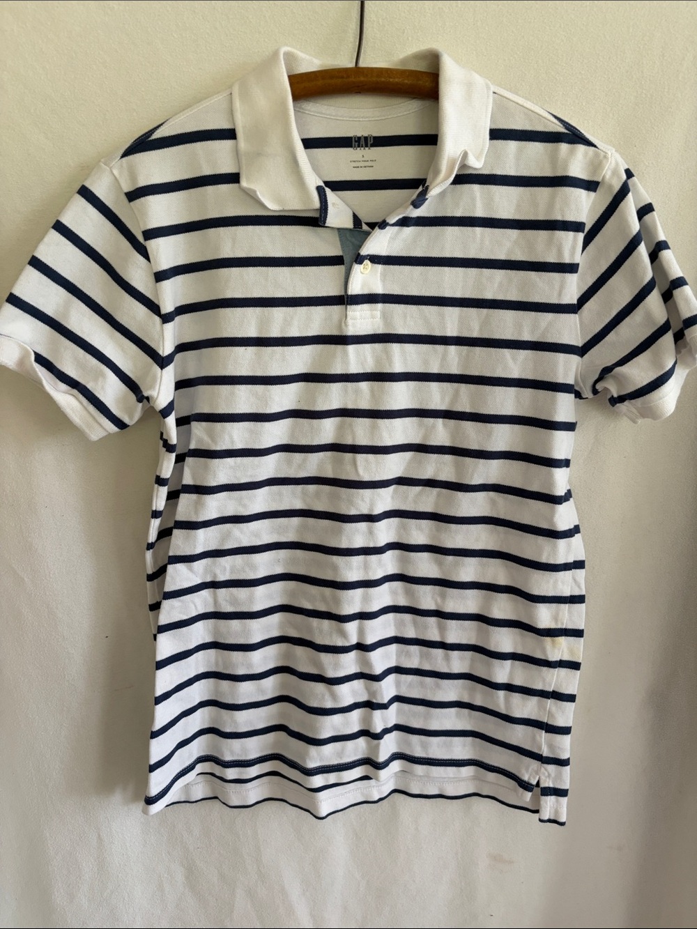 GAP White Polo with Navy Stripes